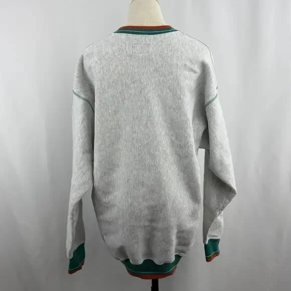 Vintage 90s Miami Dolphins Crewneck Sweatshirt Sz XL Gray Palm Legends Athletic - Picture 4 of 7